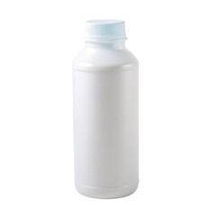 White plastic medicine bottle with cap isolated on transparent background.