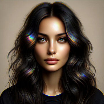 Captivating Digital Illustration of a Woman with Luminous Eyes