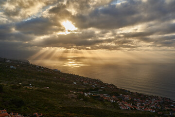 Tenerife landscape with coastal waters at sunset