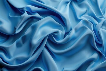 3d render, abstract background with folded textile ruffle, blue cloth macro, wavy fashion wallpaper