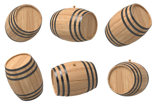 Multiple angles of a single wooden barrel