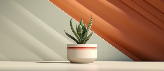 Rare succulent plant in a pot with geometric lines minimal interior setting