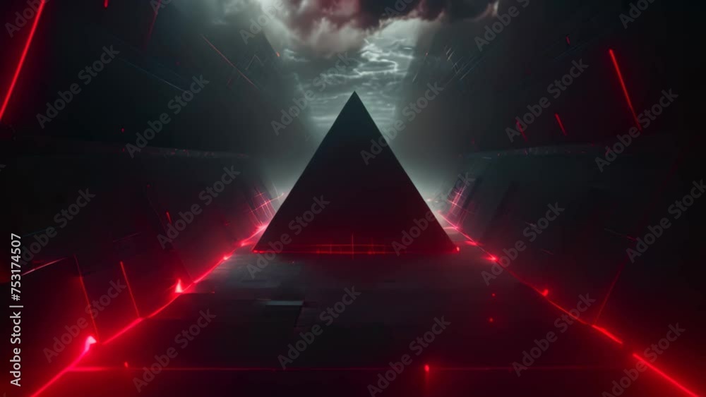 Poster 3d rendering of a dark corridor in a futuristic style with glowing lights, futuristic high tech dark