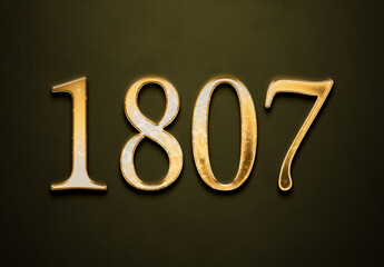 Old gold effect of year 1807 with 3D glossy style Mockup.	
