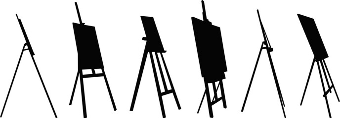 set of easels silhouette on white background vector