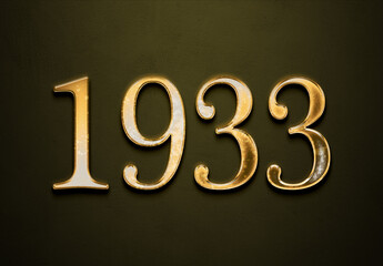 Old gold effect of year 1933 with 3D glossy style Mockup.	