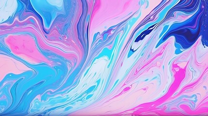 Fototapeta na wymiar A colorful abstract painting background features liquid marbling paint, creating a fluid texture with an intense mix of vibrant acrylic colors.