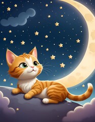 cat on the moon illustrated 