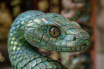 Fototapeta premium Green wooden snake
