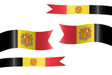 set of flag ribbon with colors of andorra for independence day celebration decoration