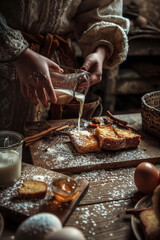 Delicious Homemade typical Spanish torrijas