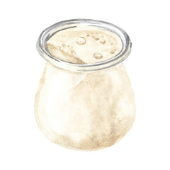 Cottage cheese homemade. Hand  drawn watercolor illustration isolated on white background