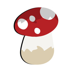 Mushroom flat design cartoon different mushrooms vector illustration, wild mushroom symbol signs, Amanita poisonous. Eps 10