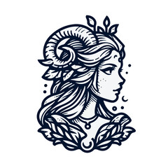 Freya Goddes logo illustration icon tattoo sticker.