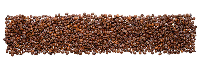 Coffee Beans isolated on transparent background png file. Panoramic coffee beans isolated on transparent background