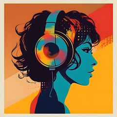 girl with headphones pop album
