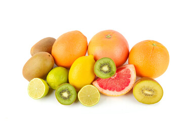 Set of fruits isolated on a white.