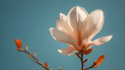 Large White Flower Against Blue Sky