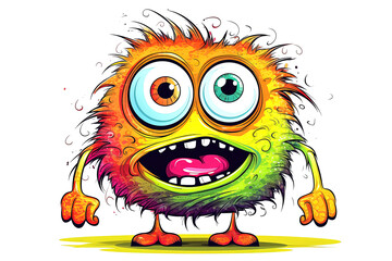 Fototapeta premium Funny cartoon monster with big eyes. Generative Ai
