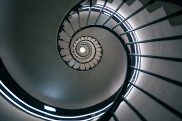 Spiral staircase inside Paris France.
