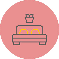 Double Bed Line Two Color Circle