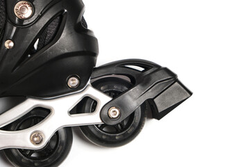 Roller skates in closeup white background.