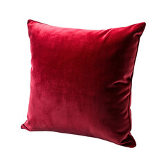 Cushion red pillow velvet pillows isolated on Transparent background.