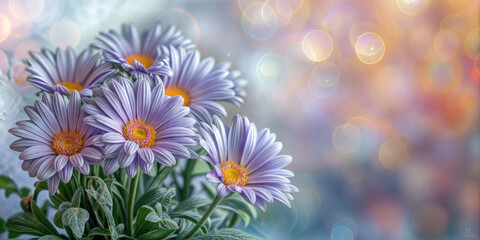 Purple Asters with Vibrant Bokeh - Cheerful Garden Blossoms with Bright and Ornamental Floral Beauty