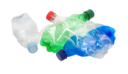 Used plastic bottles on white