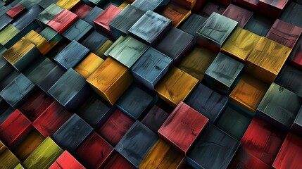 Abstract background of multicolored cubes in woven pattern