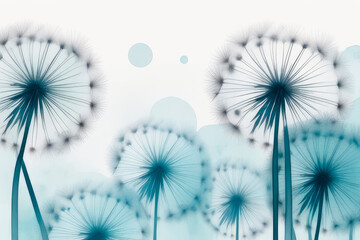Art background with dandelions flowers.