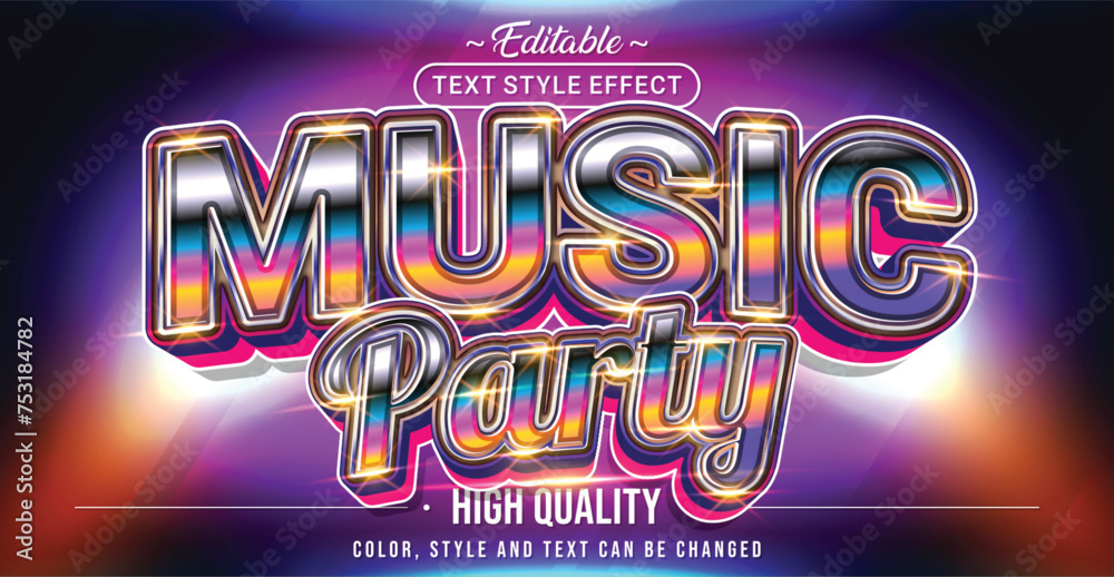 Poster Editable text style effect - Music Party text style theme.