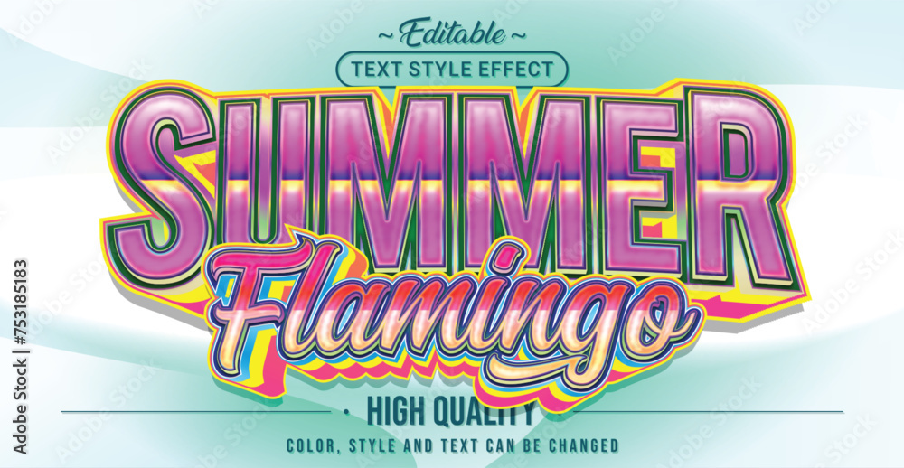Poster Editable text style effect - Summer Flamingo text style theme.