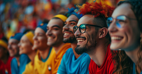 a group of people smiling at a football team cheer power concept