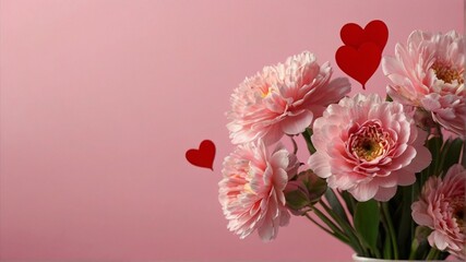 Fototapeta na wymiar Pink carnation flowers in pink background 