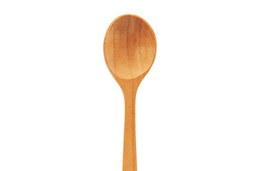 carved wooden spoon on a white background. the concept of manufacturing historical objects	