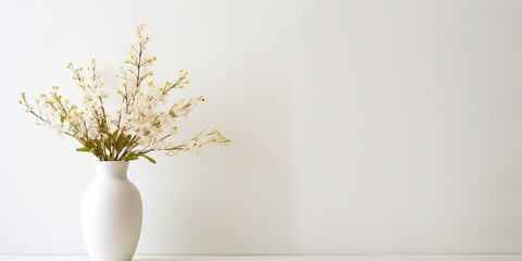 Antique white vase in white room.