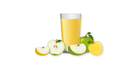 a glass of apple juice on a background of apples. concept of healthy eating