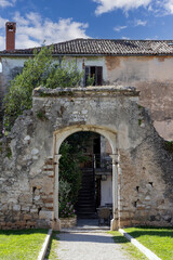 Fototapeta na wymiar Door on the Juraj Dobrila Square, former entrance to Bishop's Palace, Porec, Croatia, Istria