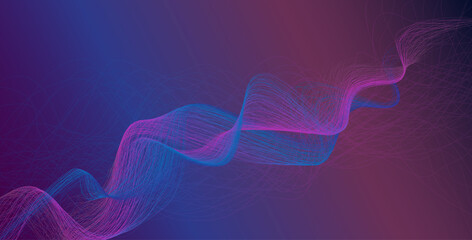 Multicolored network on a dark background. colorful dynamic lines on a dark texture. virtual reality concept. 3d image. radio waves illustration
