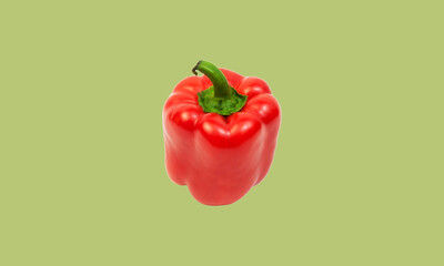 large red juicy peppers on a green background. the concept of growing red pepper	 - obrazy, fototapety, plakaty