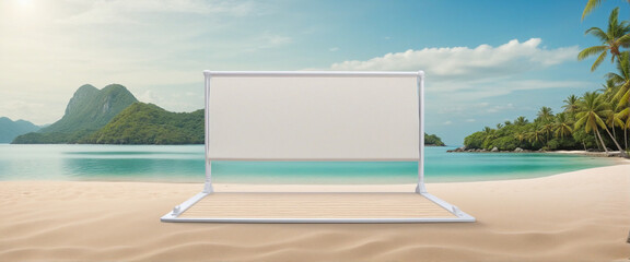 product display stand empty space for object advertising nature sand sea ocean freshness summer backdrop template concept