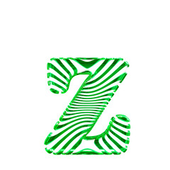 White symbol with green ultra thin horizontal straps. letter z