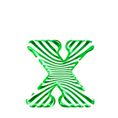 White symbol with green ultra thin horizontal straps. letter x