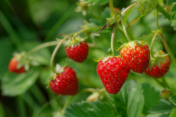 Ripe red wild strawberries