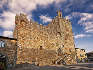 Fototapeta premium Castellina in Chianti, Siena, Tuscany, Italy: the medieval fortress in the village of the area famous for the Tuscan wine