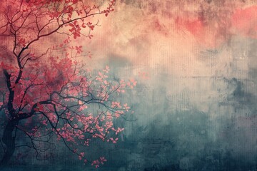  a grungy background of sakura blooming