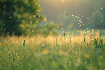 Enchanted Twilight Dance of Fireflies in Lush Meadow Banner