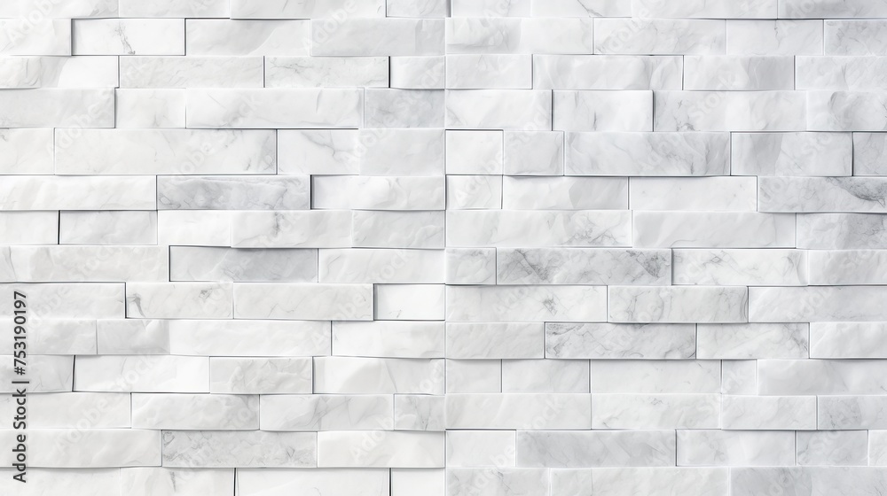 Wall mural a white marble bricks wall serves as a seamless background pattern, suitable for interior design pro