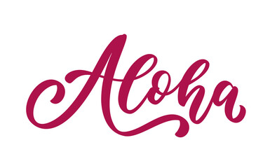 Aloha hand lettering. Vector typography design. Modern Brush calligraphy. Hawaiian text hello phrase.